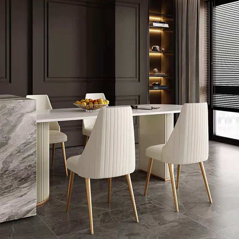 Free Form White Dining Table Sintered Stone Table Modern with Double Pedestal Clearhalo ' dining_table' 'Dining Tables & Seating' 'Dining Tables' 'furn' 'furn_dining_table' 'Furniture' 'furniture_dining_table' 'Kitchen & Dining Furniture' 'kitchen&dining_furn' 'kitchen' 'kitchen_dining_table' 3661914