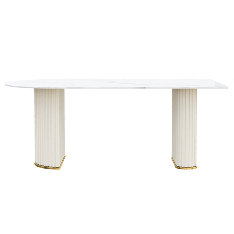 Free Form White Dining Table Sintered Stone Table Modern with Double Pedestal Without Chairs Clearhalo ' dining_table' 'Dining Tables & Seating' 'Dining Tables' 'furn' 'furn_dining_table' 'Furniture' 'furniture_dining_table' 'Kitchen & Dining Furniture' 'kitchen&dining_furn' 'kitchen' 'kitchen_dining_table' 3661915