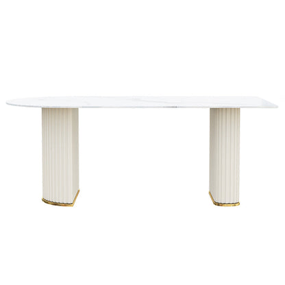 Free Form White Dining Table Sintered Stone Table Modern with Double Pedestal Without Chairs Clearhalo ' dining_table' 'Dining Tables & Seating' 'Dining Tables' 'furn' 'furn_dining_table' 'Furniture' 'furniture_dining_table' 'Kitchen & Dining Furniture' 'kitchen&dining_furn' 'kitchen' 'kitchen_dining_table' 3661915