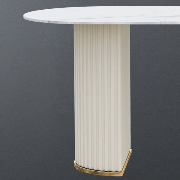 Free Form White Dining Table Sintered Stone Table Modern with Double Pedestal Clearhalo ' dining_table' 'Dining Tables & Seating' 'Dining Tables' 'furn' 'furn_dining_table' 'Furniture' 'furniture_dining_table' 'Kitchen & Dining Furniture' 'kitchen&dining_furn' 'kitchen' 'kitchen_dining_table' 3661916