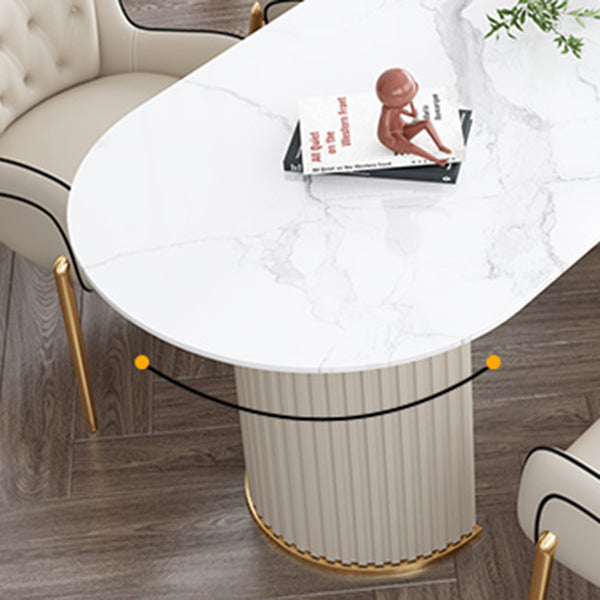Free Form White Dining Table Sintered Stone Table Modern with Double Pedestal Clearhalo ' dining_table' 'Dining Tables & Seating' 'Dining Tables' 'furn' 'furn_dining_table' 'Furniture' 'furniture_dining_table' 'Kitchen & Dining Furniture' 'kitchen&dining_furn' 'kitchen' 'kitchen_dining_table' 3661919