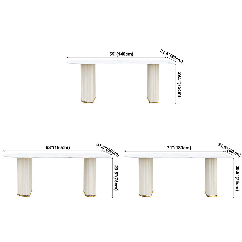 Free Form White Dining Table Sintered Stone Table Modern with Double Pedestal Clearhalo ' dining_table' 'Dining Tables & Seating' 'Dining Tables' 'furn' 'furn_dining_table' 'Furniture' 'furniture_dining_table' 'Kitchen & Dining Furniture' 'kitchen&dining_furn' 'kitchen' 'kitchen_dining_table' 3661920