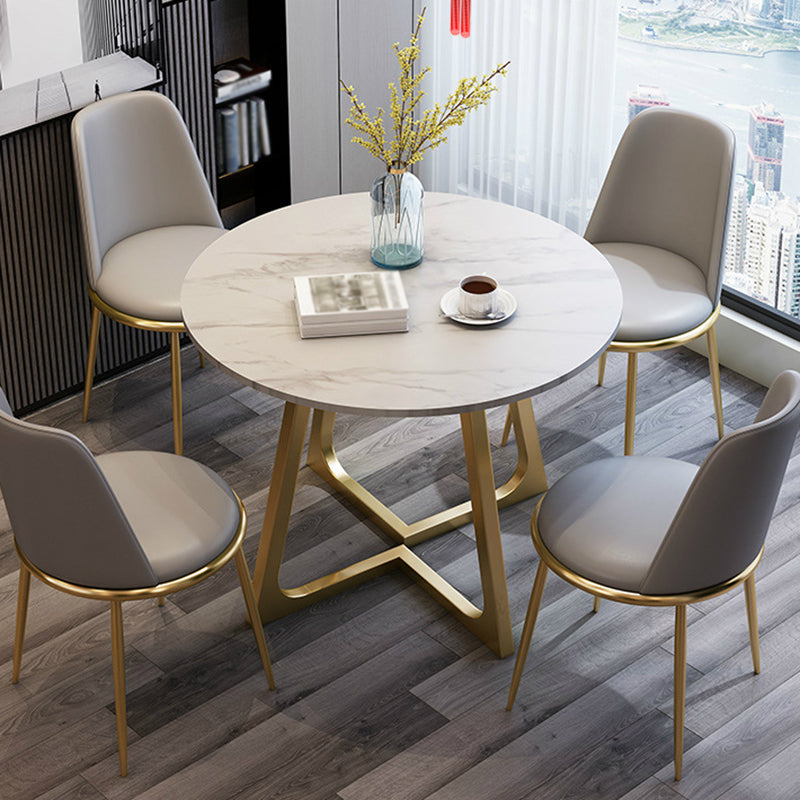 Modern Style Sintered Stone Dining Table Round Table with Double Pedestal Base Clearhalo ' dining_table' 'Dining Tables & Seating' 'Dining Tables' 'furn' 'furn_dining_table' 'Furniture' 'furniture_dining_table' 'Kitchen & Dining Furniture' 'kitchen&dining_furn' 'kitchen' 'kitchen_dining_table' 3661953