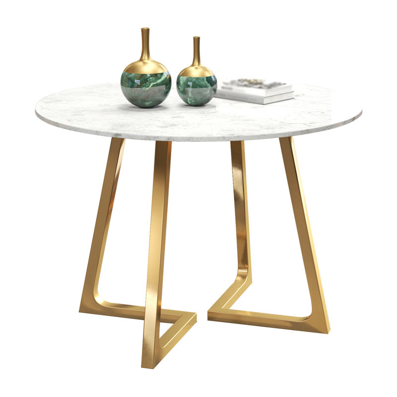 Modern Style Sintered Stone Dining Table Round Table with Double Pedestal Base White Without Chairs Clearhalo ' dining_table' 'Dining Tables & Seating' 'Dining Tables' 'furn' 'furn_dining_table' 'Furniture' 'furniture_dining_table' 'Kitchen & Dining Furniture' 'kitchen&dining_furn' 'kitchen' 'kitchen_dining_table' 3661958