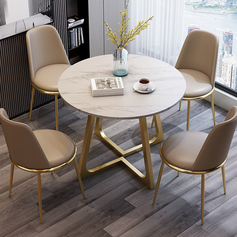 Modern Style Sintered Stone Dining Table Round Table with Double Pedestal Base Clearhalo ' dining_table' 'Dining Tables & Seating' 'Dining Tables' 'furn' 'furn_dining_table' 'Furniture' 'furniture_dining_table' 'Kitchen & Dining Furniture' 'kitchen&dining_furn' 'kitchen' 'kitchen_dining_table' 3661961
