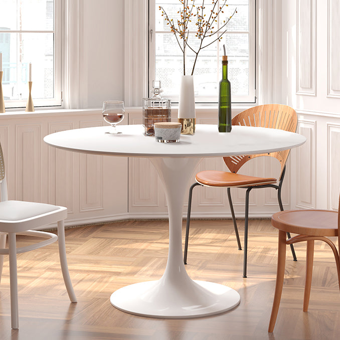 Contemporary White Standard Dining Table Round Shape Sintered Stone Dining Table for Kitchen Clearhalo ' dining_table' 'Dining Tables & Seating' 'Dining Tables' 'furn' 'furn_dining_table' 'Furniture' 'furniture_dining_table' 'Kitchen & Dining Furniture' 'kitchen&dining_furn' 'kitchen' 'kitchen_dining_table' 3661964