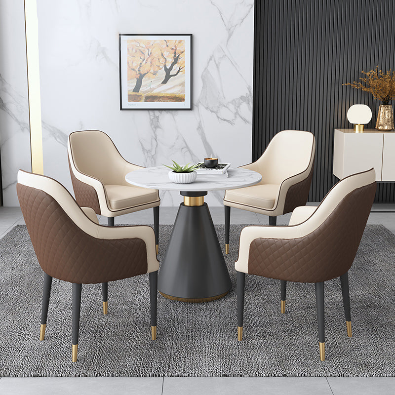 Modern Round Shape Kitchen Dining Table Sintered Stone Top Dining Table with Pedestal Base Clearhalo ' dining_table' 'Dining Tables & Seating' 'Dining Tables' 'furn' 'furn_dining_table' 'Furniture' 'furniture_dining_table' 'Kitchen & Dining Furniture' 'kitchen&dining_furn' 'kitchen' 'kitchen_dining_table' 3661979