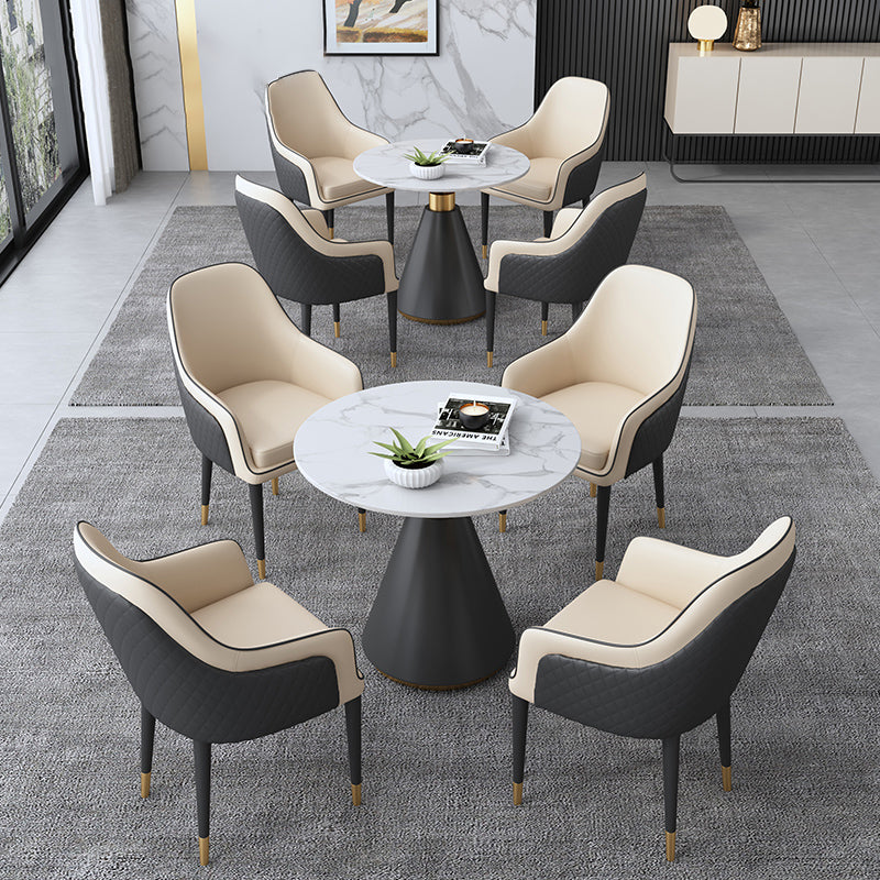 Modern Round Shape Kitchen Dining Table Sintered Stone Top Dining Table with Pedestal Base Clearhalo ' dining_table' 'Dining Tables & Seating' 'Dining Tables' 'furn' 'furn_dining_table' 'Furniture' 'furniture_dining_table' 'Kitchen & Dining Furniture' 'kitchen&dining_furn' 'kitchen' 'kitchen_dining_table' 3661982