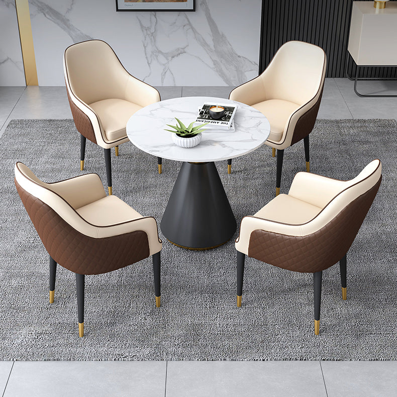 Modern Round Shape Kitchen Dining Table Sintered Stone Top Dining Table with Pedestal Base Clearhalo ' dining_table' 'Dining Tables & Seating' 'Dining Tables' 'furn' 'furn_dining_table' 'Furniture' 'furniture_dining_table' 'Kitchen & Dining Furniture' 'kitchen&dining_furn' 'kitchen' 'kitchen_dining_table' 3661985