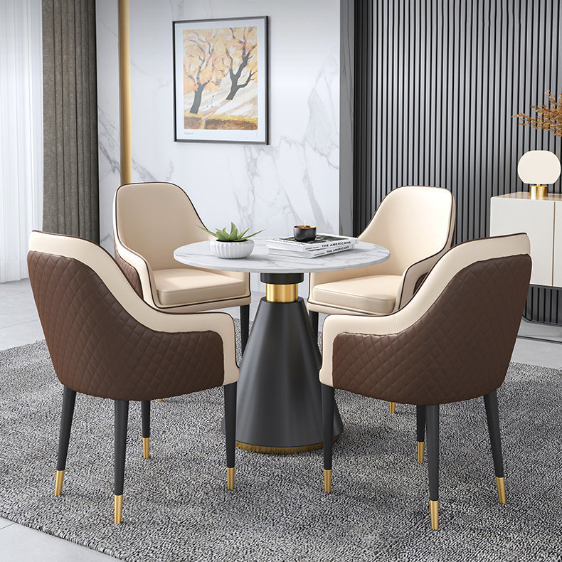 Modern Round Shape Kitchen Dining Table Sintered Stone Top Dining Table with Pedestal Base Clearhalo ' dining_table' 'Dining Tables & Seating' 'Dining Tables' 'furn' 'furn_dining_table' 'Furniture' 'furniture_dining_table' 'Kitchen & Dining Furniture' 'kitchen&dining_furn' 'kitchen' 'kitchen_dining_table' 3661986