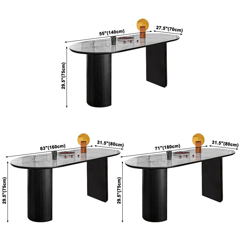Sintered Stone Double Pedestal Table Simplicity Dining Table Oval for Home Clearhalo ' dining_table' 'Dining Tables & Seating' 'Dining Tables' 'furn' 'furn_dining_table' 'Furniture' 'furniture_dining_table' 'Kitchen & Dining Furniture' 'kitchen&dining_furn' 'kitchen' 'kitchen_dining_table' 3661996