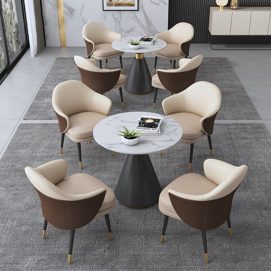 Contemporary Stone Dining Table Round Pedestal Home Kitchen Dinner Furniture
