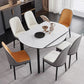 Foldable Sintered Stone Top Dining Table Modern Round Table with Metal 4 Legs Clearhalo ' dining_table' 'Dining Tables & Seating' 'Dining Tables' 'furn' 'furn_dining_table' 'Furniture' 'furniture_dining_table' 'Kitchen & Dining Furniture' 'kitchen&dining_furn' 'kitchen' 'kitchen_dining_table' 3662006