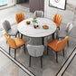 Foldable Sintered Stone Top Dining Table Modern Round Table with Metal 4 Legs Clearhalo ' dining_table' 'Dining Tables & Seating' 'Dining Tables' 'furn' 'furn_dining_table' 'Furniture' 'furniture_dining_table' 'Kitchen & Dining Furniture' 'kitchen&dining_furn' 'kitchen' 'kitchen_dining_table' 3662007