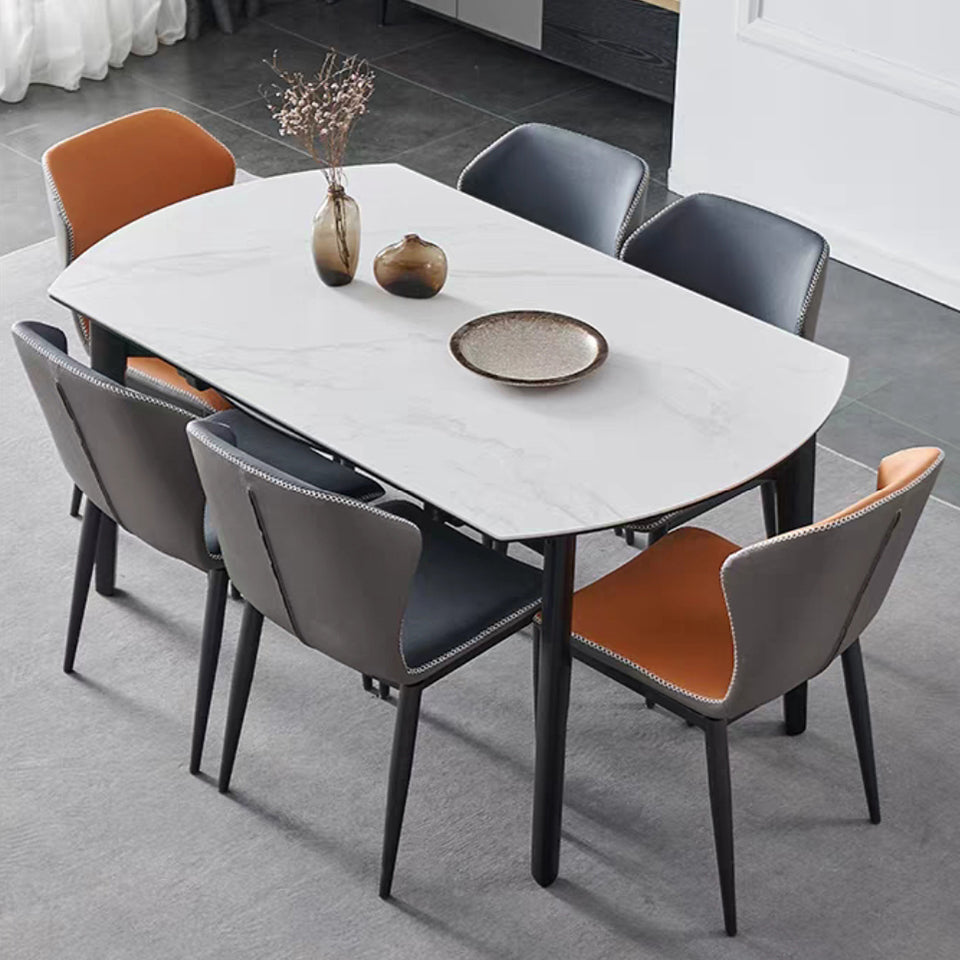 Foldable Sintered Stone Top Dining Table Modern Round Table with Metal 4 Legs Clearhalo ' dining_table' 'Dining Tables & Seating' 'Dining Tables' 'furn' 'furn_dining_table' 'Furniture' 'furniture_dining_table' 'Kitchen & Dining Furniture' 'kitchen&dining_furn' 'kitchen' 'kitchen_dining_table' 3662008