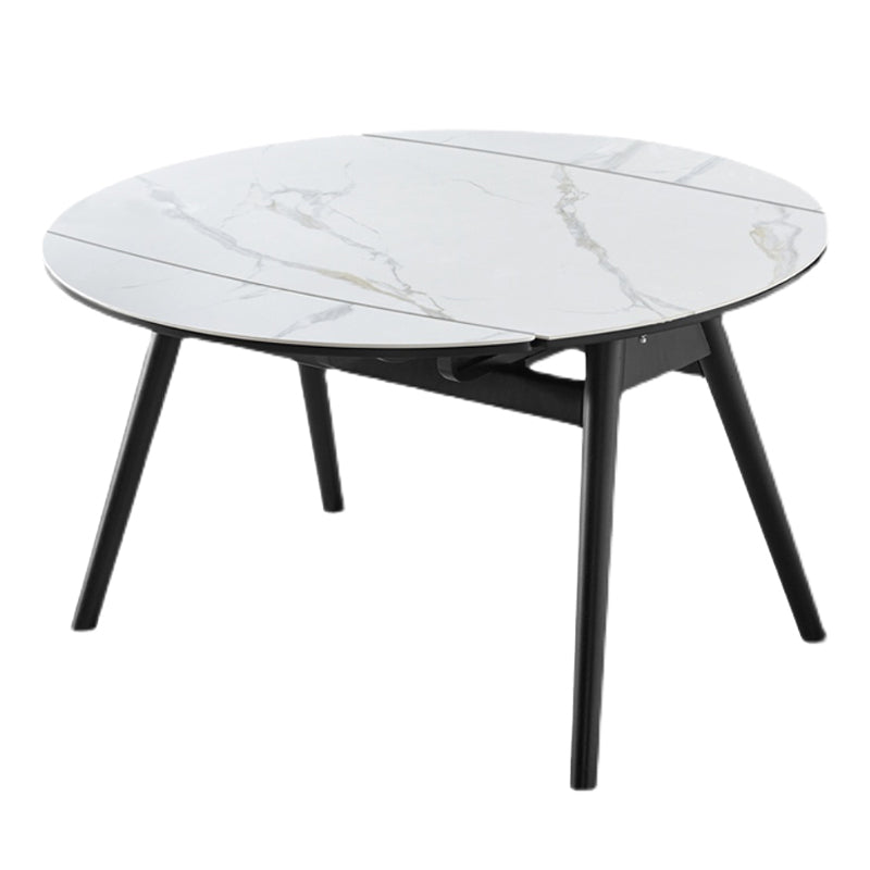 Foldable Sintered Stone Top Dining Table Modern Round Table with Metal 4 Legs Without Chairs Clearhalo ' dining_table' 'Dining Tables & Seating' 'Dining Tables' 'furn' 'furn_dining_table' 'Furniture' 'furniture_dining_table' 'Kitchen & Dining Furniture' 'kitchen&dining_furn' 'kitchen' 'kitchen_dining_table' 3662009