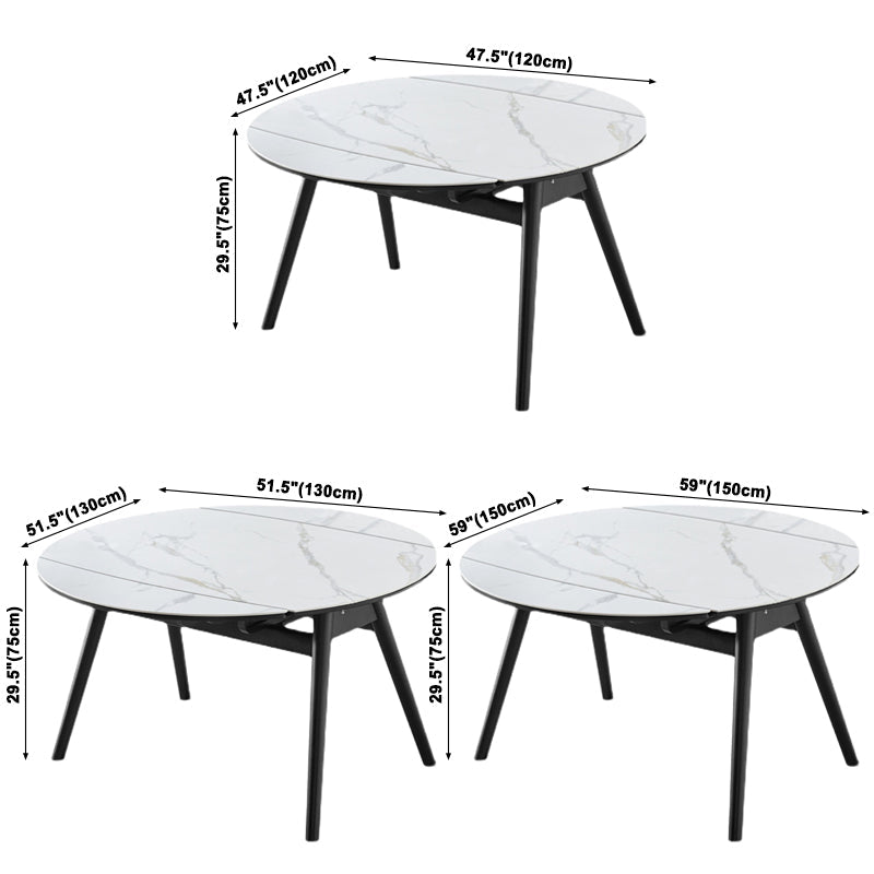 Foldable Sintered Stone Top Dining Table Modern Round Table with Metal 4 Legs Clearhalo ' dining_table' 'Dining Tables & Seating' 'Dining Tables' 'furn' 'furn_dining_table' 'Furniture' 'furniture_dining_table' 'Kitchen & Dining Furniture' 'kitchen&dining_furn' 'kitchen' 'kitchen_dining_table' 3662013