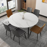 Foldable Sintered Stone Top Dining Table Round Table with Metal Base and 4 Legs Clearhalo ' dining_table' 'Dining Tables & Seating' 'Dining Tables' 'furn' 'furn_dining_table' 'Furniture' 'furniture_dining_table' 'Kitchen & Dining Furniture' 'kitchen&dining_furn' 'kitchen' 'kitchen_dining_table' 3662021