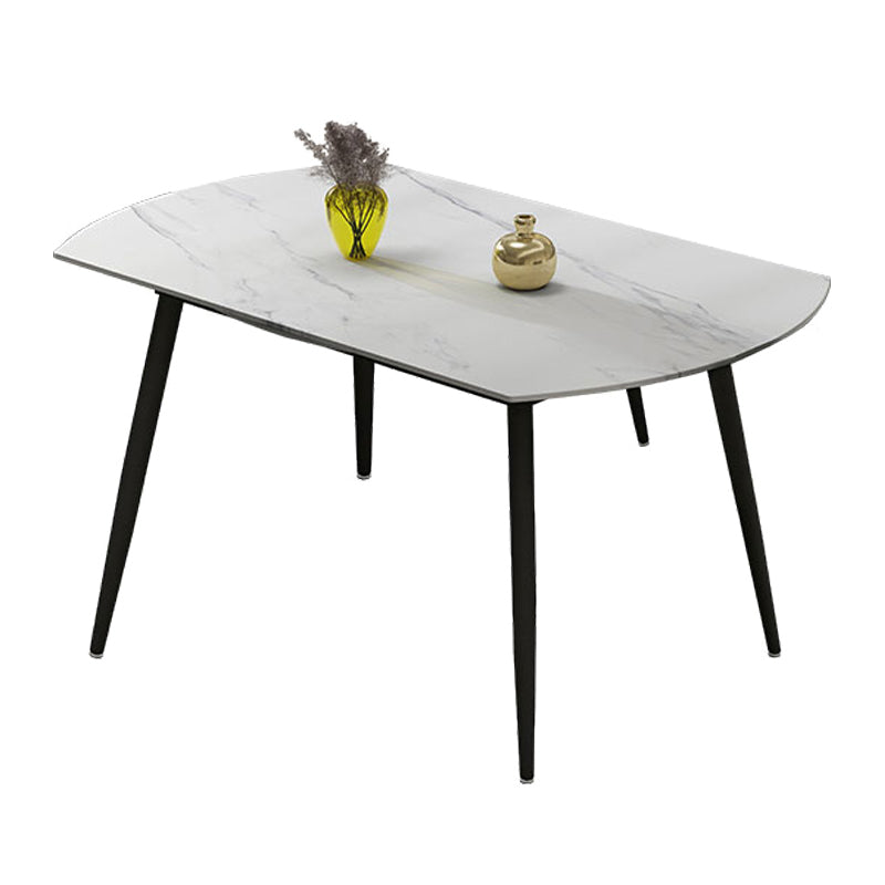 Foldable Sintered Stone Top Dining Table Round Table with Metal Base and 4 Legs Without Chairs Clearhalo ' dining_table' 'Dining Tables & Seating' 'Dining Tables' 'furn' 'furn_dining_table' 'Furniture' 'furniture_dining_table' 'Kitchen & Dining Furniture' 'kitchen&dining_furn' 'kitchen' 'kitchen_dining_table' 3662024