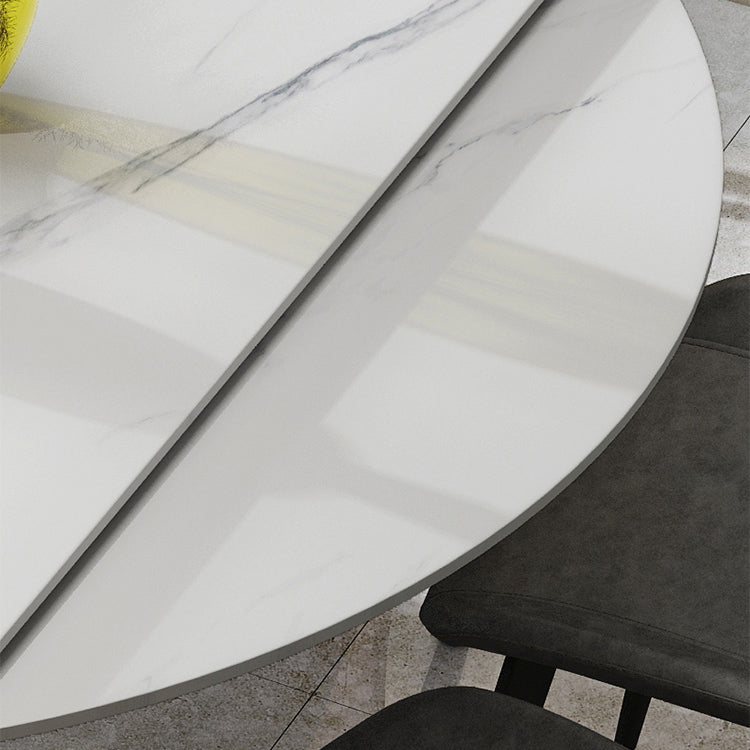 Foldable Sintered Stone Top Dining Table Round Table with Metal Base and 4 Legs Clearhalo ' dining_table' 'Dining Tables & Seating' 'Dining Tables' 'furn' 'furn_dining_table' 'Furniture' 'furniture_dining_table' 'Kitchen & Dining Furniture' 'kitchen&dining_furn' 'kitchen' 'kitchen_dining_table' 3662026