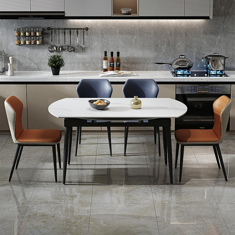 Foldable Sintered Stone Top Dining Table Round Table with Metal Base and 4 Legs Clearhalo ' dining_table' 'Dining Tables & Seating' 'Dining Tables' 'furn' 'furn_dining_table' 'Furniture' 'furniture_dining_table' 'Kitchen & Dining Furniture' 'kitchen&dining_furn' 'kitchen' 'kitchen_dining_table' 3662031
