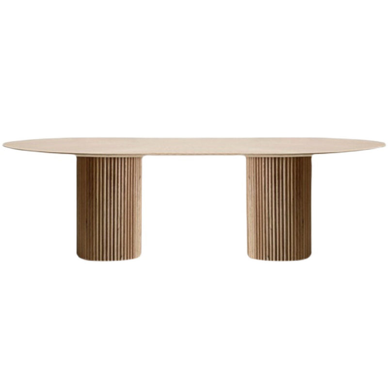 Pine Solid Wood Table Simplicity Dining Table Oval for Kitchen Home with Double Pedestal Without Chairs Clearhalo ' dining_table' 'Dining Tables & Seating' 'Dining Tables' 'furn' 'furn_dining_table' 'Furniture' 'furniture_dining_table' 'Kitchen & Dining Furniture' 'kitchen&dining_furn' 'kitchen' 'kitchen_dining_table' 3662037