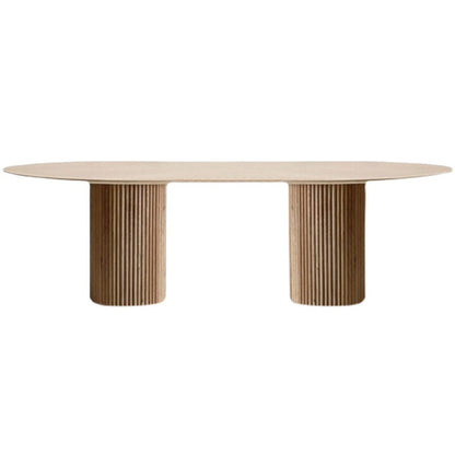 Pine Solid Wood Table Simplicity Dining Table Oval for Kitchen Home with Double Pedestal Without Chairs Clearhalo ' dining_table' 'Dining Tables & Seating' 'Dining Tables' 'furn' 'furn_dining_table' 'Furniture' 'furniture_dining_table' 'Kitchen & Dining Furniture' 'kitchen&dining_furn' 'kitchen' 'kitchen_dining_table' 3662037