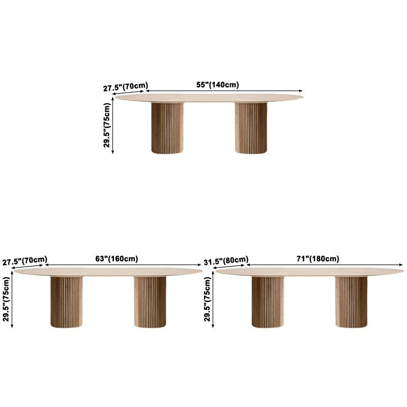 Pine Solid Wood Table Simplicity Dining Table Oval for Kitchen Home with Double Pedestal Clearhalo ' dining_table' 'Dining Tables & Seating' 'Dining Tables' 'furn' 'furn_dining_table' 'Furniture' 'furniture_dining_table' 'Kitchen & Dining Furniture' 'kitchen&dining_furn' 'kitchen' 'kitchen_dining_table' 3662040