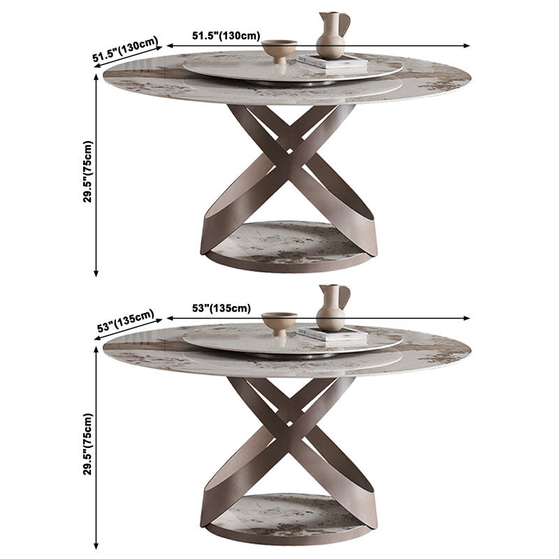 Rotatable Sintered Stone Dining Table Modern Round Table with Metal Pedestal Clearhalo ' dining_table' 'Dining Tables & Seating' 'Dining Tables' 'furn' 'furn_dining_table' 'Furniture' 'furniture_dining_table' 'Kitchen & Dining Furniture' 'kitchen&dining_furn' 'kitchen' 'kitchen_dining_table' 3662049