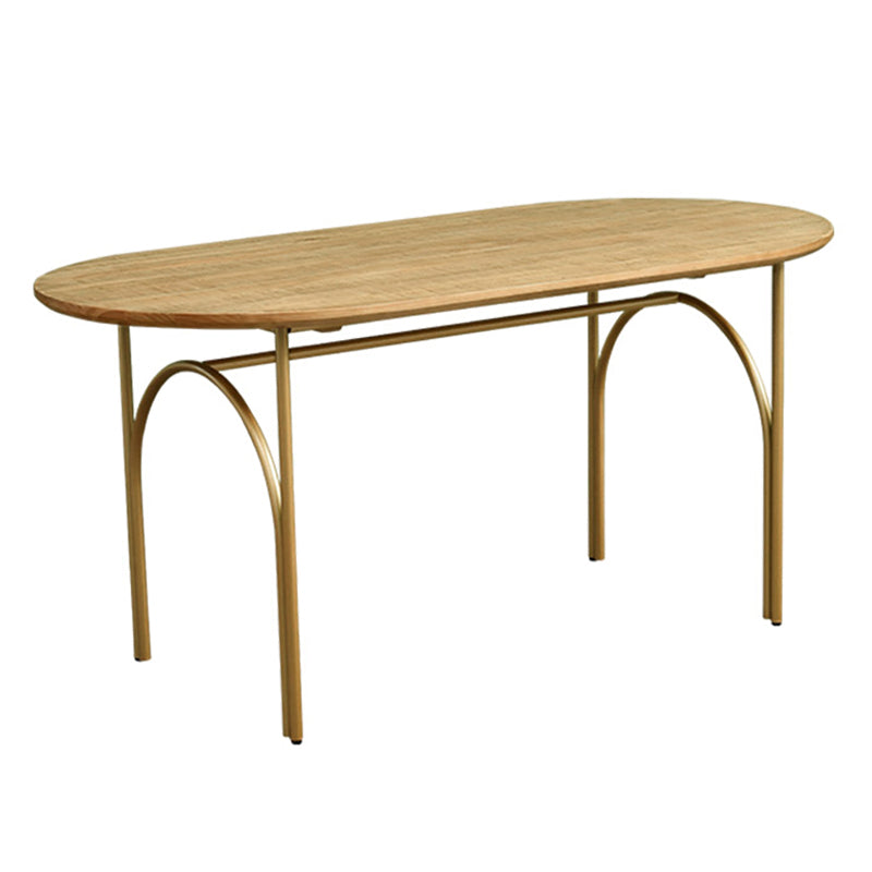 Contemporary Dining Table Oval Solid Wood Table with Metallic Four-leg Without Chairs Clearhalo ' dining_table' 'Dining Tables & Seating' 'Dining Tables' 'furn' 'furn_dining_table' 'Furniture' 'furniture_dining_table' 'Kitchen & Dining Furniture' 'kitchen&dining_furn' 'kitchen' 'kitchen_dining_table' 3662069