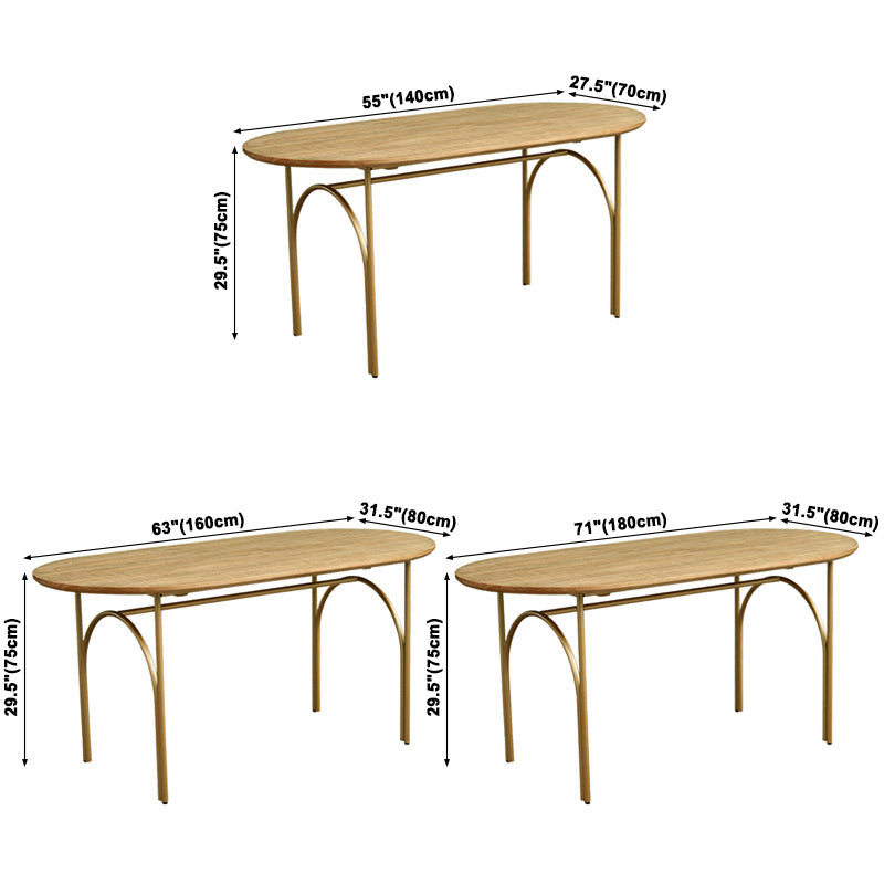 Contemporary Dining Table Oval Solid Wood Table with Metallic Four-leg Clearhalo ' dining_table' 'Dining Tables & Seating' 'Dining Tables' 'furn' 'furn_dining_table' 'Furniture' 'furniture_dining_table' 'Kitchen & Dining Furniture' 'kitchen&dining_furn' 'kitchen' 'kitchen_dining_table' 3662074
