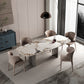 Rectangle Sintered Stone Dining Table Modern Table in White with Metal Double Pedestal Clearhalo ' dining_table' 'Dining Tables & Seating' 'Dining Tables' 'furn' 'furn_dining_table' 'Furniture' 'furniture_dining_table' 'Kitchen & Dining Furniture' 'kitchen&dining_furn' 'kitchen' 'kitchen_dining_table' 3662078