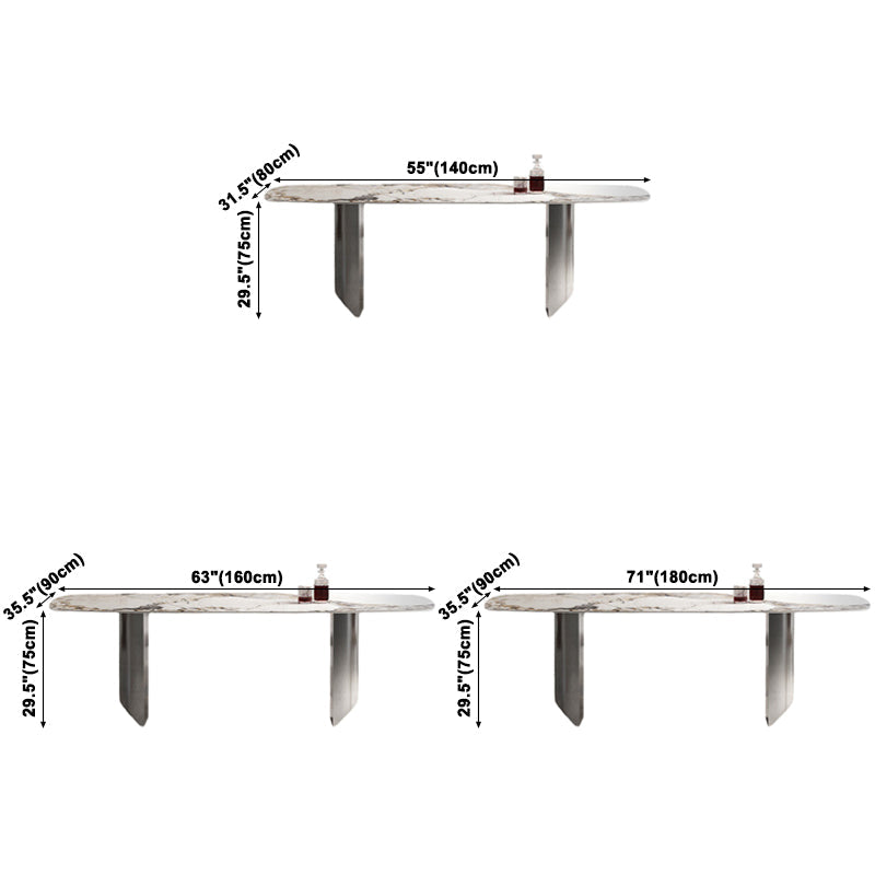 Rectangle Sintered Stone Dining Table Modern Table in White with Metal Double Pedestal Clearhalo ' dining_table' 'Dining Tables & Seating' 'Dining Tables' 'furn' 'furn_dining_table' 'Furniture' 'furniture_dining_table' 'Kitchen & Dining Furniture' 'kitchen&dining_furn' 'kitchen' 'kitchen_dining_table' 3662086