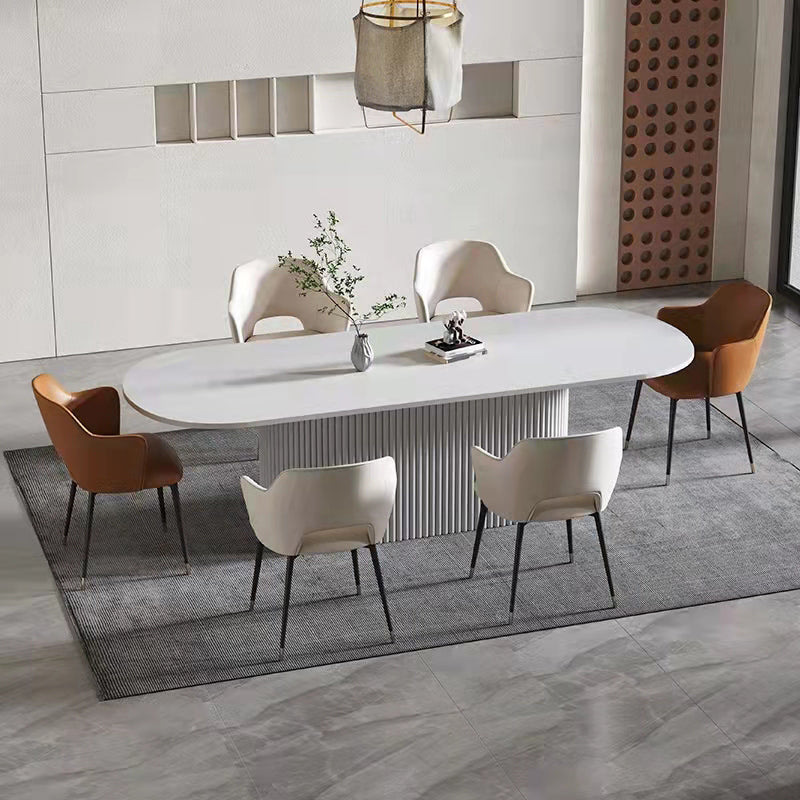 Contemporary Style Dining Table Oval Solid Wood Pedestal Table for Home Clearhalo ' dining_table' 'Dining Tables & Seating' 'Dining Tables' 'furn' 'furn_dining_table' 'Furniture' 'furniture_dining_table' 'Kitchen & Dining Furniture' 'kitchen&dining_furn' 'kitchen' 'kitchen_dining_table' 3662094