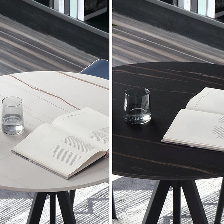 Contemporary Round Shape Standard Dining Table Sintered Stone Dining Table for Kitchen Clearhalo ' dining_table' 'Dining Tables & Seating' 'Dining Tables' 'furn' 'furn_dining_table' 'Furniture' 'furniture_dining_table' 'Kitchen & Dining Furniture' 'kitchen&dining_furn' 'kitchen' 'kitchen_dining_table' 3662115