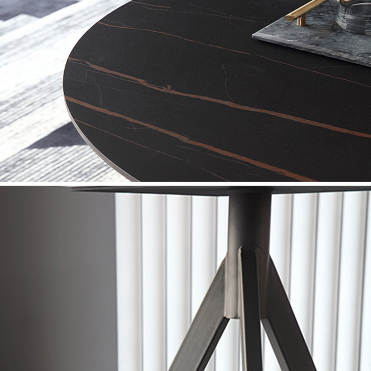 Contemporary Round Shape Standard Dining Table Sintered Stone Dining Table for Kitchen Clearhalo ' dining_table' 'Dining Tables & Seating' 'Dining Tables' 'furn' 'furn_dining_table' 'Furniture' 'furniture_dining_table' 'Kitchen & Dining Furniture' 'kitchen&dining_furn' 'kitchen' 'kitchen_dining_table' 3662119