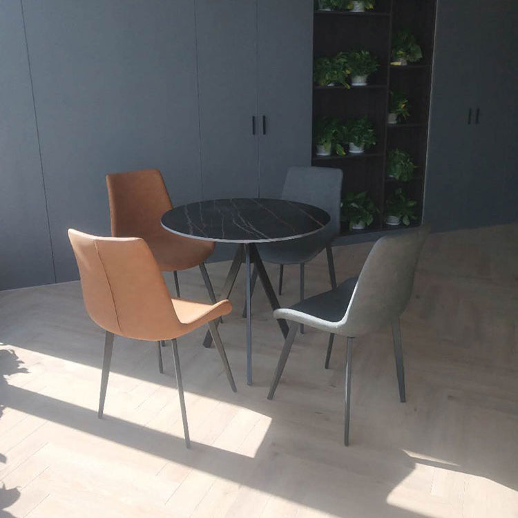 Contemporary Round Shape Standard Dining Table Sintered Stone Dining Table for Kitchen Clearhalo ' dining_table' 'Dining Tables & Seating' 'Dining Tables' 'furn' 'furn_dining_table' 'Furniture' 'furniture_dining_table' 'Kitchen & Dining Furniture' 'kitchen&dining_furn' 'kitchen' 'kitchen_dining_table' 3662122