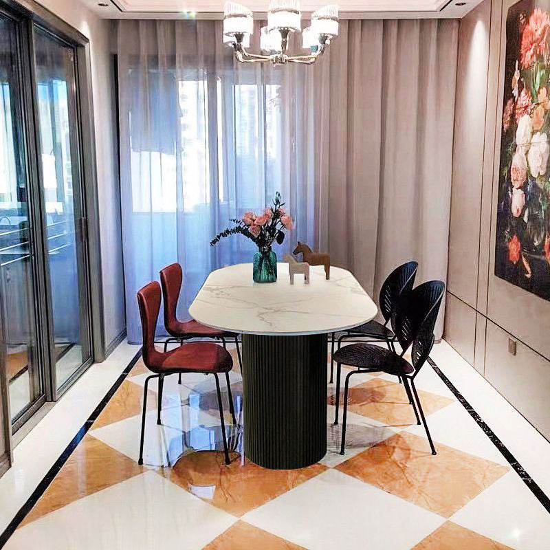 Modern Style Sintered Stone Dining Table White Oval Table with Double Pedestal Base Clearhalo ' dining_table' 'Dining Tables & Seating' 'Dining Tables' 'furn' 'furn_dining_table' 'Furniture' 'furniture_dining_table' 'Kitchen & Dining Furniture' 'kitchen&dining_furn' 'kitchen' 'kitchen_dining_table' 3662139