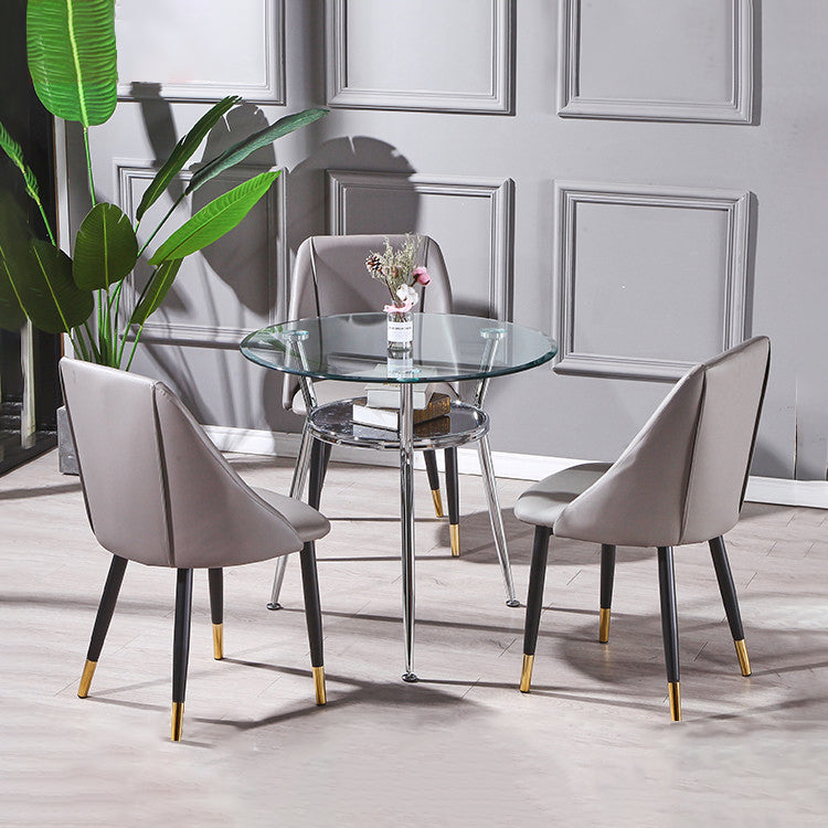 Round Tripod Base Home Furniture Glass-top Dining Room Collection for Dining Room Clearhalo ' dining_table' 'Dining Tables & Seating' 'Dining Tables' 'furn' 'furn_dining_table' 'Furniture' 'furniture_dining_table' 'Kitchen & Dining Furniture' 'kitchen&dining_furn' 'kitchen' 'kitchen_dining_table' 3662150