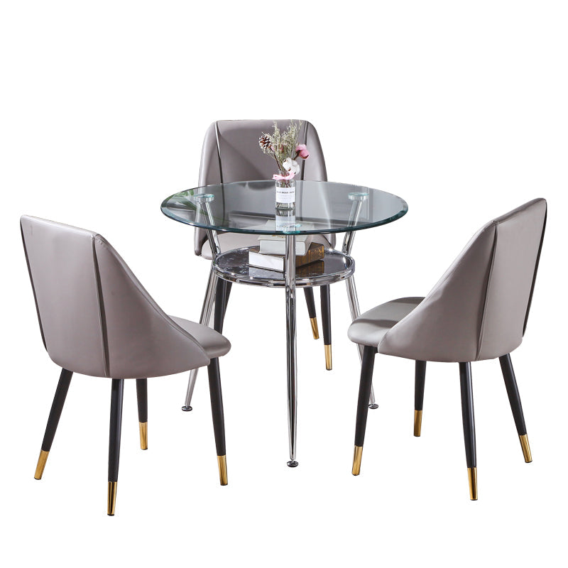 Round Tripod Base Home Furniture Glass-top Dining Room Collection for Dining Room Clearhalo ' dining_table' 'Dining Tables & Seating' 'Dining Tables' 'furn' 'furn_dining_table' 'Furniture' 'furniture_dining_table' 'Kitchen & Dining Furniture' 'kitchen&dining_furn' 'kitchen' 'kitchen_dining_table' 3662160