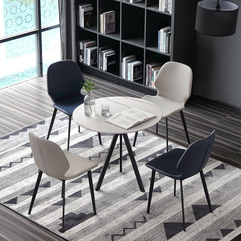 Modern Style Sintered Stone Dining Table Round Dinner Table with Pedestal Base White Without Chairs Clearhalo ' dining_table' 'Dining Tables & Seating' 'Dining Tables' 'furn' 'furn_dining_table' 'Furniture' 'furniture_dining_table' 'Kitchen & Dining Furniture' 'kitchen&dining_furn' 'kitchen' 'kitchen_dining_table' 3662164