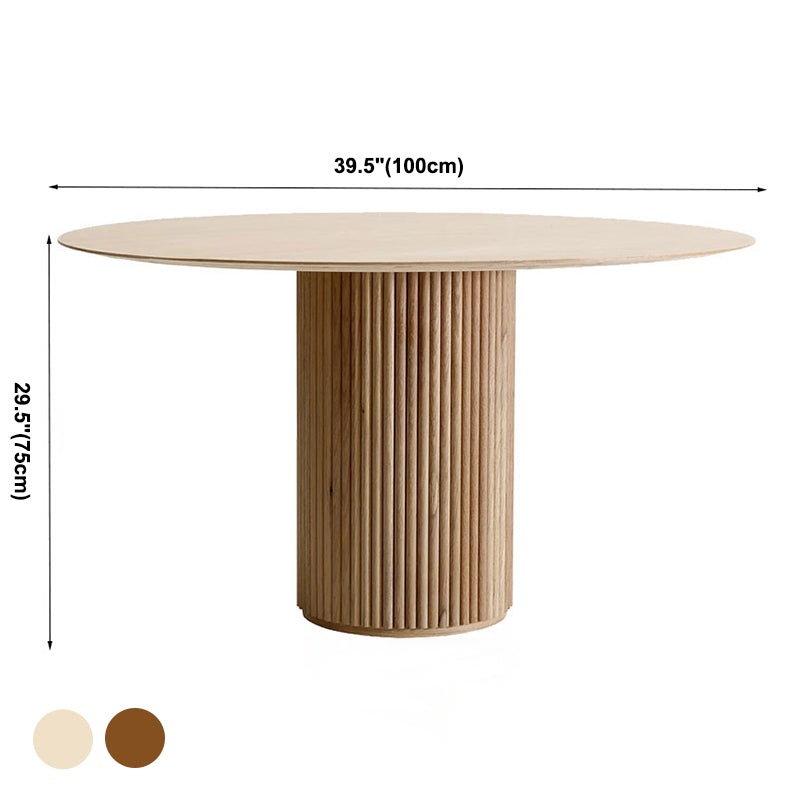 Contemporary Round Dining Table Ash Solid Wood Table with Pedestal Base for Home Kitchen Dinner Clearhalo ' dining_table' 'Dining Tables & Seating' 'Dining Tables' 'furn' 'furn_dining_table' 'Furniture' 'furniture_dining_table' 'Kitchen & Dining Furniture' 'kitchen&dining_furn' 'kitchen' 'kitchen_dining_table' 3662181
