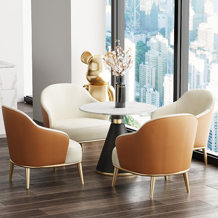 Round Table Dinette Table Contemporary Stone Dinner Room Table with Pedestal Base Clearhalo ' dining_table' 'Dining Tables & Seating' 'Dining Tables' 'furn' 'furn_dining_table' 'Furniture' 'furniture_dining_table' 'Kitchen & Dining Furniture' 'kitchen&dining_furn' 'kitchen' 'kitchen_dining_table' 3662182
