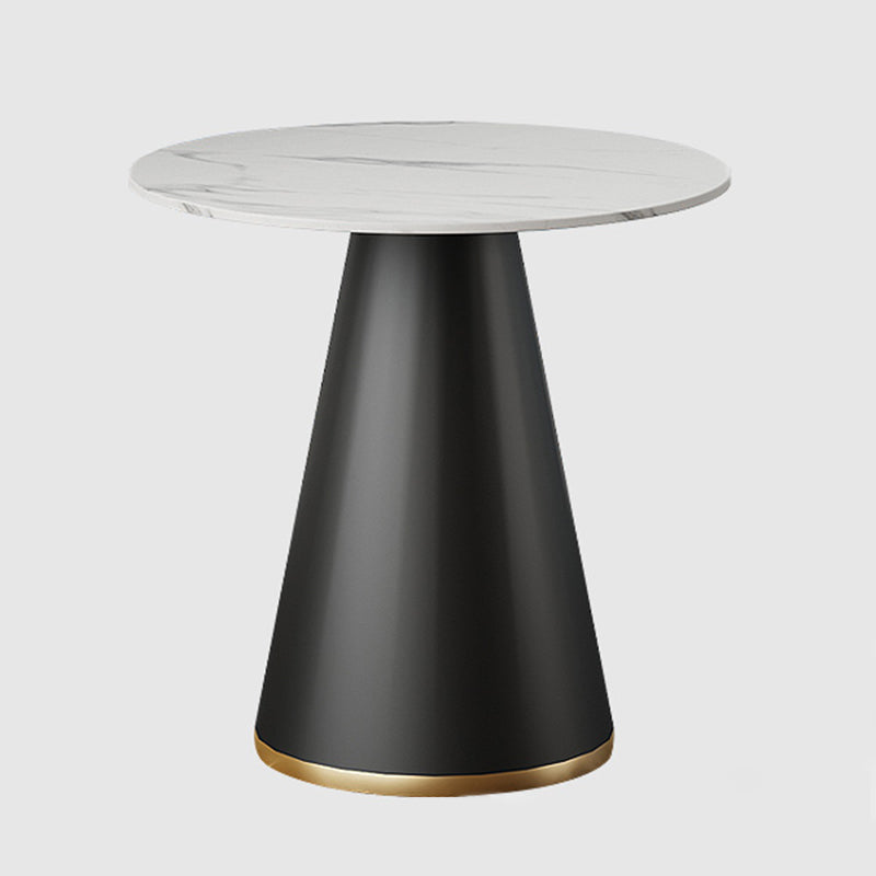 Round Table Dinette Table Contemporary Stone Dinner Room Table with Pedestal Base Gold Without Chairs Clearhalo ' dining_table' 'Dining Tables & Seating' 'Dining Tables' 'furn' 'furn_dining_table' 'Furniture' 'furniture_dining_table' 'Kitchen & Dining Furniture' 'kitchen&dining_furn' 'kitchen' 'kitchen_dining_table' 3662183