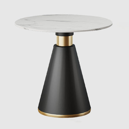 Round Table Dinette Table Contemporary Stone Dinner Room Table with Pedestal Base Black Without Chairs Clearhalo ' dining_table' 'Dining Tables & Seating' 'Dining Tables' 'furn' 'furn_dining_table' 'Furniture' 'furniture_dining_table' 'Kitchen & Dining Furniture' 'kitchen&dining_furn' 'kitchen' 'kitchen_dining_table' 3662187