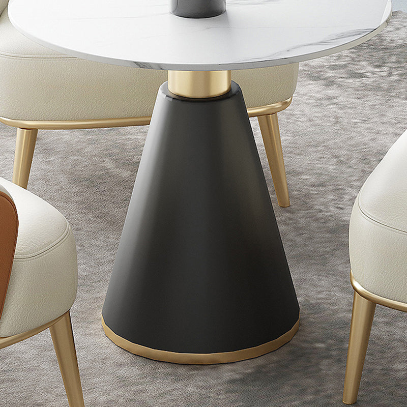 Round Table Dinette Table Contemporary Stone Dinner Room Table with Pedestal Base Clearhalo ' dining_table' 'Dining Tables & Seating' 'Dining Tables' 'furn' 'furn_dining_table' 'Furniture' 'furniture_dining_table' 'Kitchen & Dining Furniture' 'kitchen&dining_furn' 'kitchen' 'kitchen_dining_table' 3662188
