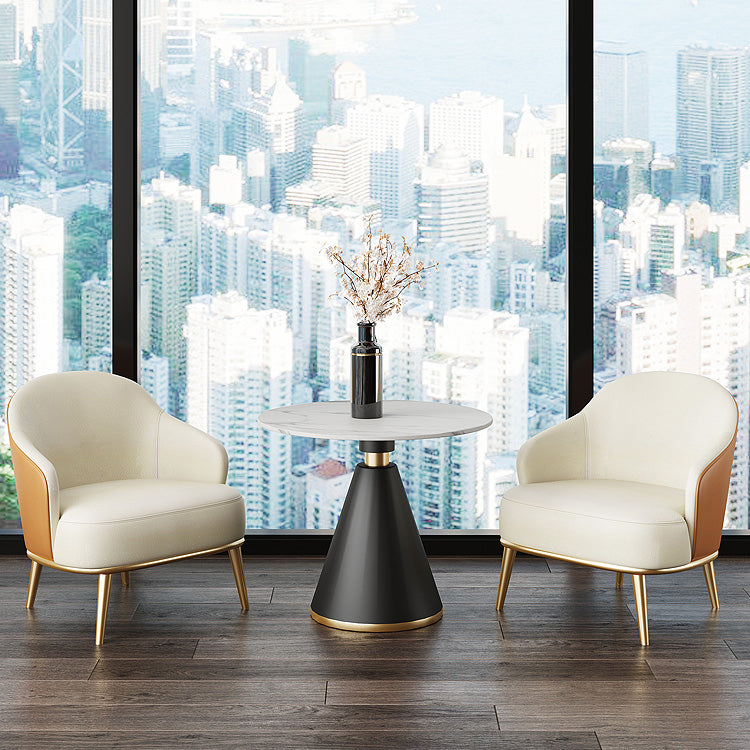 Round Table Dinette Table Contemporary Stone Dinner Room Table with Pedestal Base Clearhalo ' dining_table' 'Dining Tables & Seating' 'Dining Tables' 'furn' 'furn_dining_table' 'Furniture' 'furniture_dining_table' 'Kitchen & Dining Furniture' 'kitchen&dining_furn' 'kitchen' 'kitchen_dining_table' 3662191