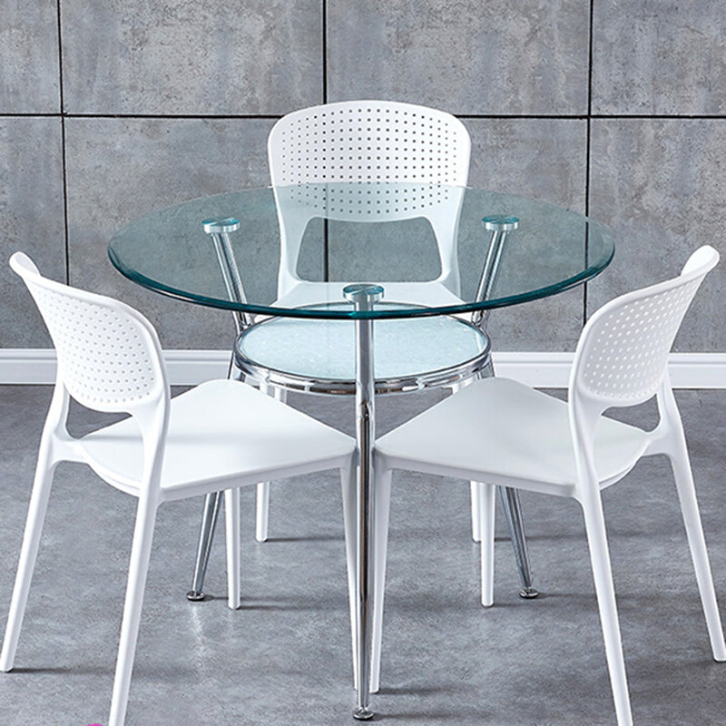 Round Transparent Dining Table Glass Table Modern with 3 Legs Pedestal Clearhalo ' dining_table' 'Dining Tables & Seating' 'Dining Tables' 'furn' 'furn_dining_table' 'Furniture' 'furniture_dining_table' 'Kitchen & Dining Furniture' 'kitchen&dining_furn' 'kitchen' 'kitchen_dining_table' 3662195
