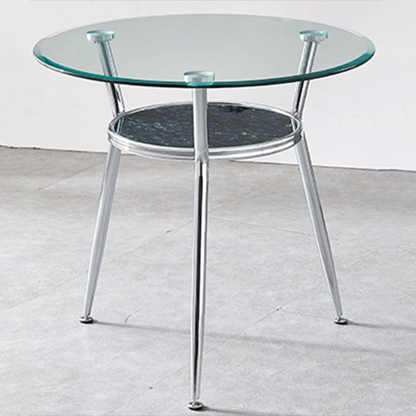 Round Transparent Dining Table Glass Table Modern with 3 Legs Pedestal Black Without Chairs Clearhalo ' dining_table' 'Dining Tables & Seating' 'Dining Tables' 'furn' 'furn_dining_table' 'Furniture' 'furniture_dining_table' 'Kitchen & Dining Furniture' 'kitchen&dining_furn' 'kitchen' 'kitchen_dining_table' 3662198