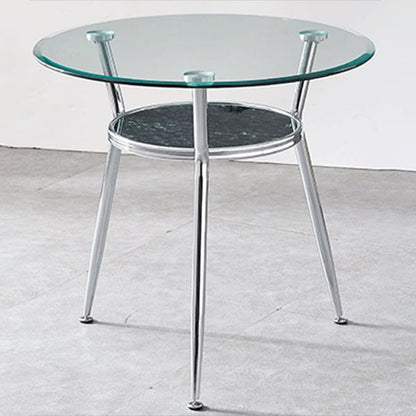 Round Transparent Dining Table Glass Table Modern with 3 Legs Pedestal Black Without Chairs Clearhalo ' dining_table' 'Dining Tables & Seating' 'Dining Tables' 'furn' 'furn_dining_table' 'Furniture' 'furniture_dining_table' 'Kitchen & Dining Furniture' 'kitchen&dining_furn' 'kitchen' 'kitchen_dining_table' 3662198